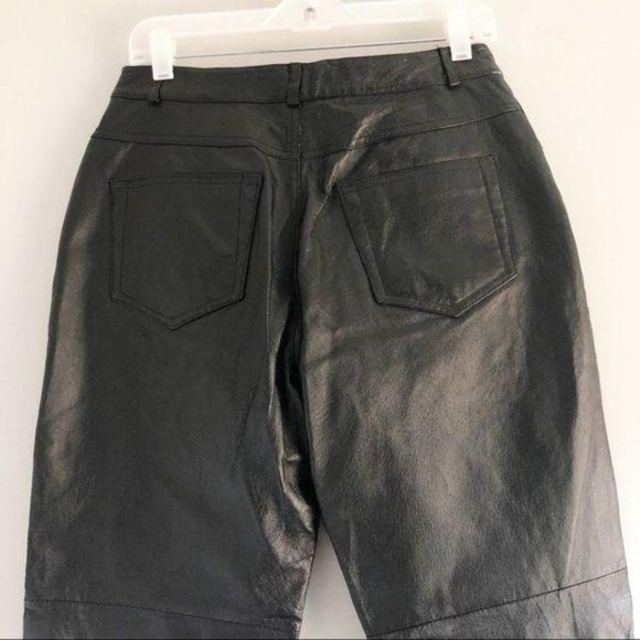 Bagatelle Vintage 100% Leather Black High Waisted Straight Leg Pants - Picture 5 of 12